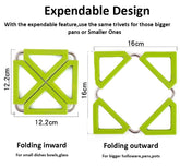 EZYHOME 5Pcs Silicone Trivet Mat Expandable Hot Pot Holder with Stainless Steel Frame for Home Kitchen Heat Resistant Insulated Hot Pads Coasters Table Dish Mat Tableware Placemat